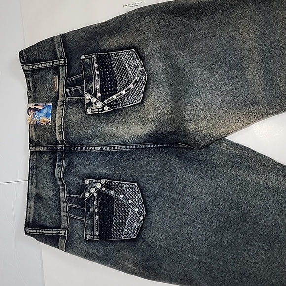 DIAMANTE BOOTCUT JEANS/ SIZE 16 - Picture 4 of 11